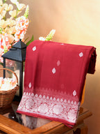 Banarasi Pure Khaddi Chiffon Handwoven Silk Saree