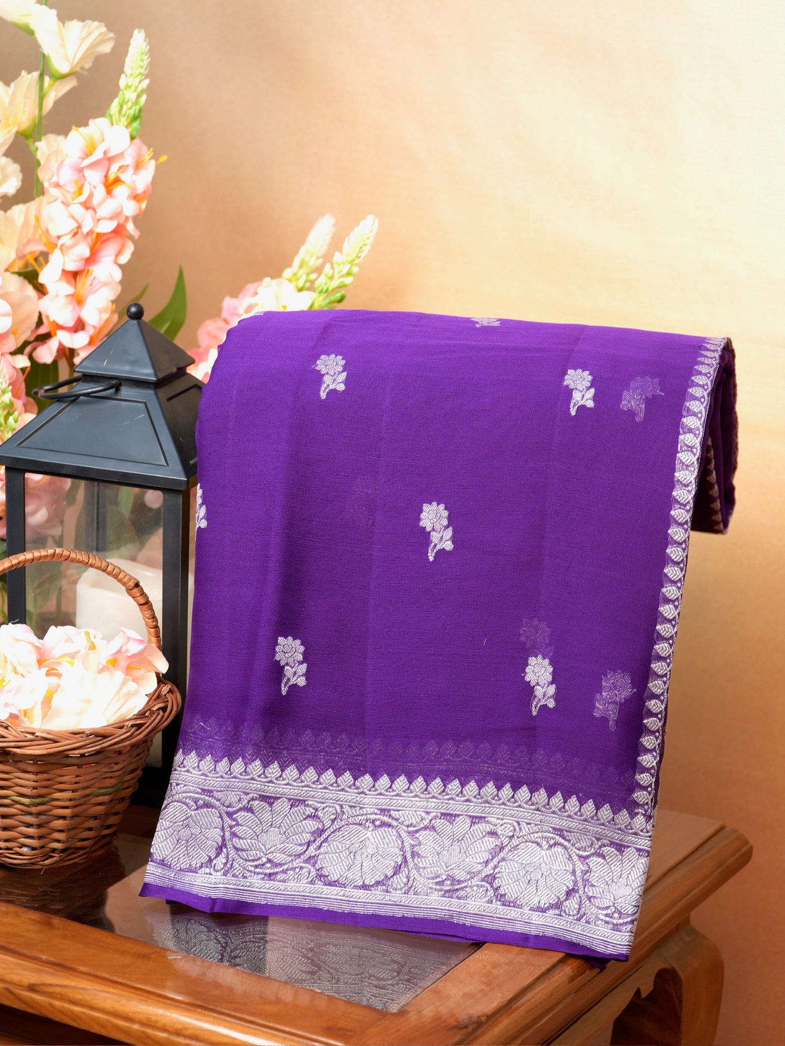 Banarasi Pure Khaddi Chiffon Handwoven Silk Saree