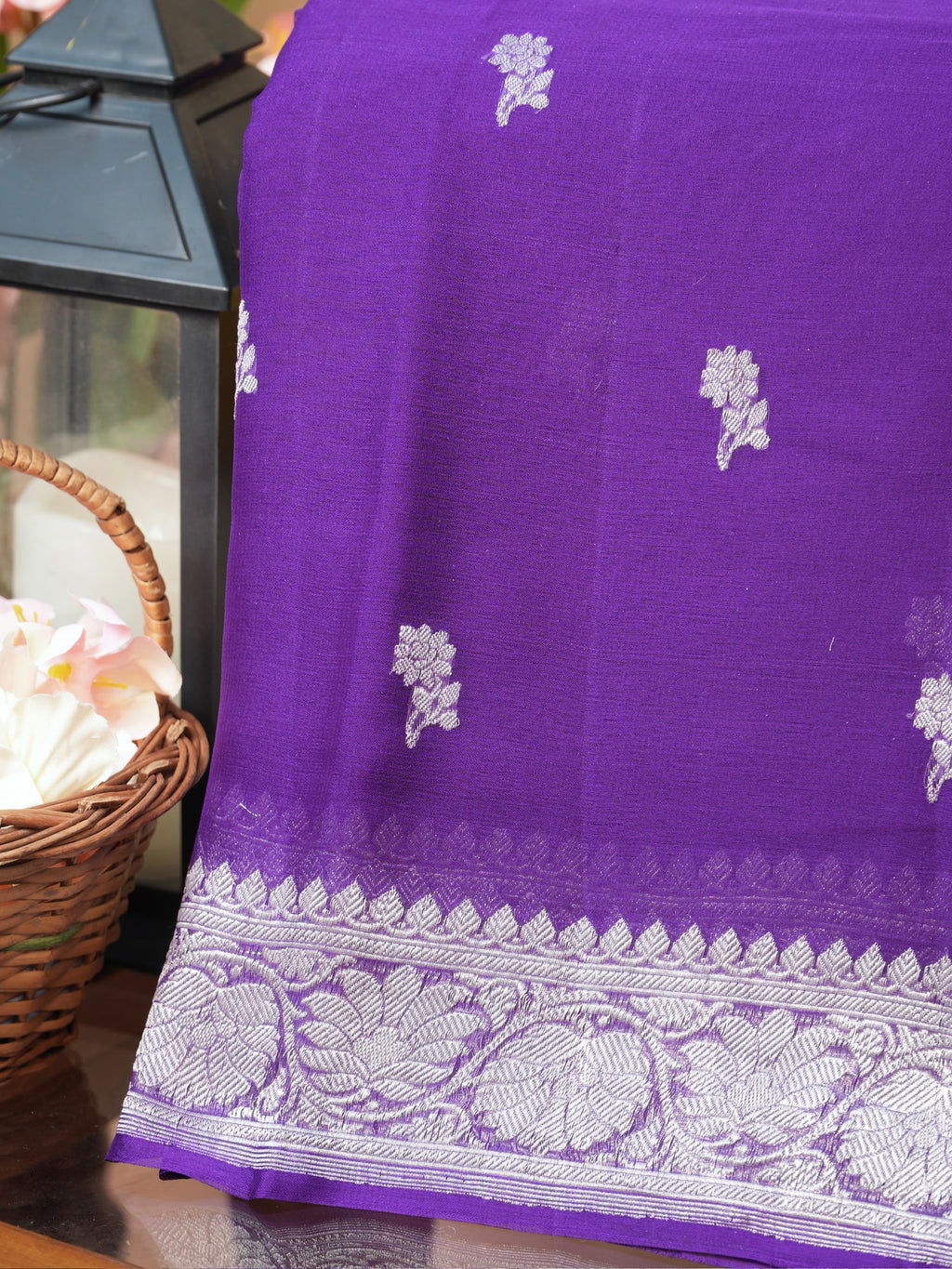 Banarasi Pure Khaddi Chiffon Handwoven Silk Saree