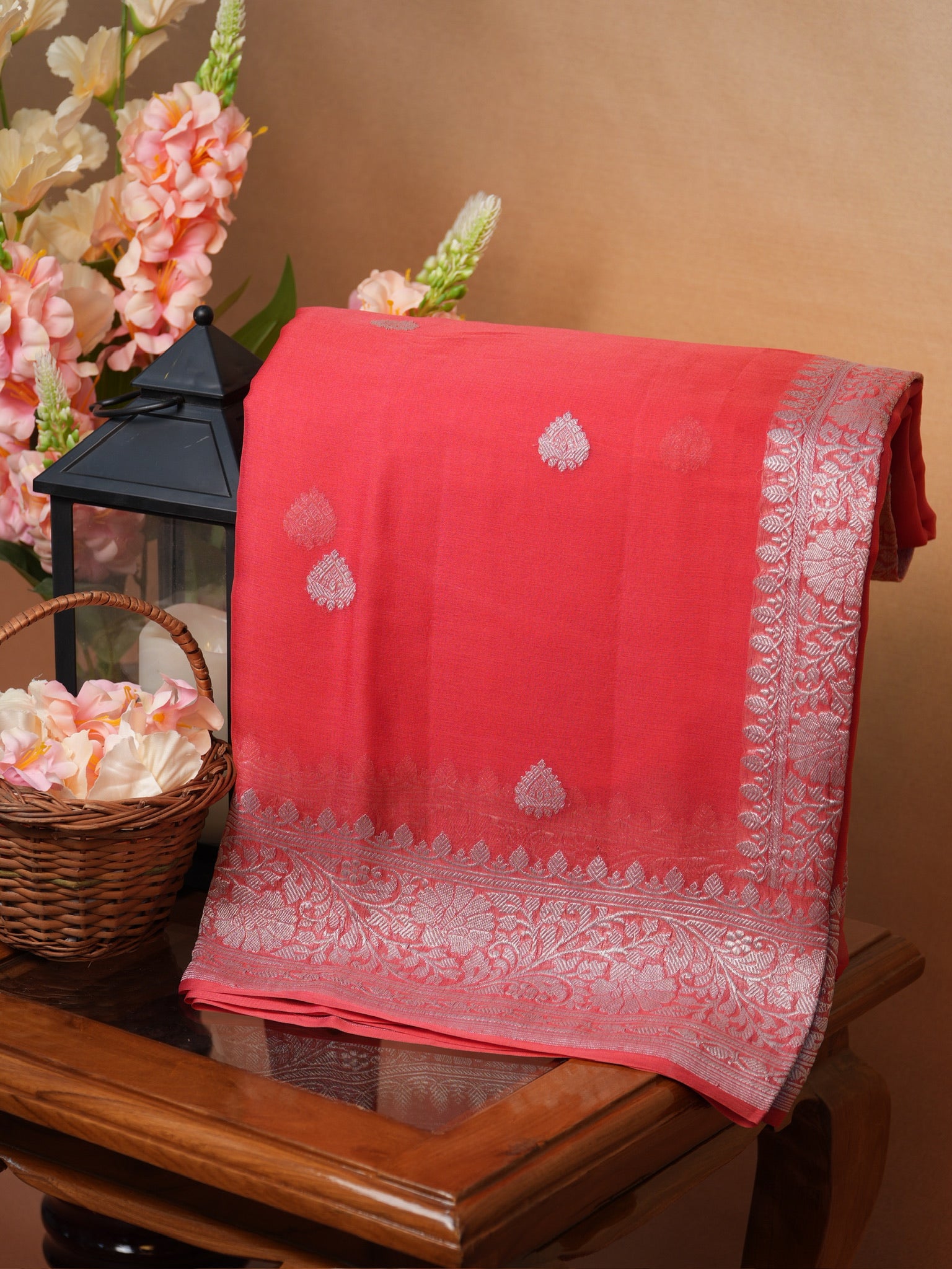 Banarasi Pure Khaddi Chiffon Handwoven Silk Saree
