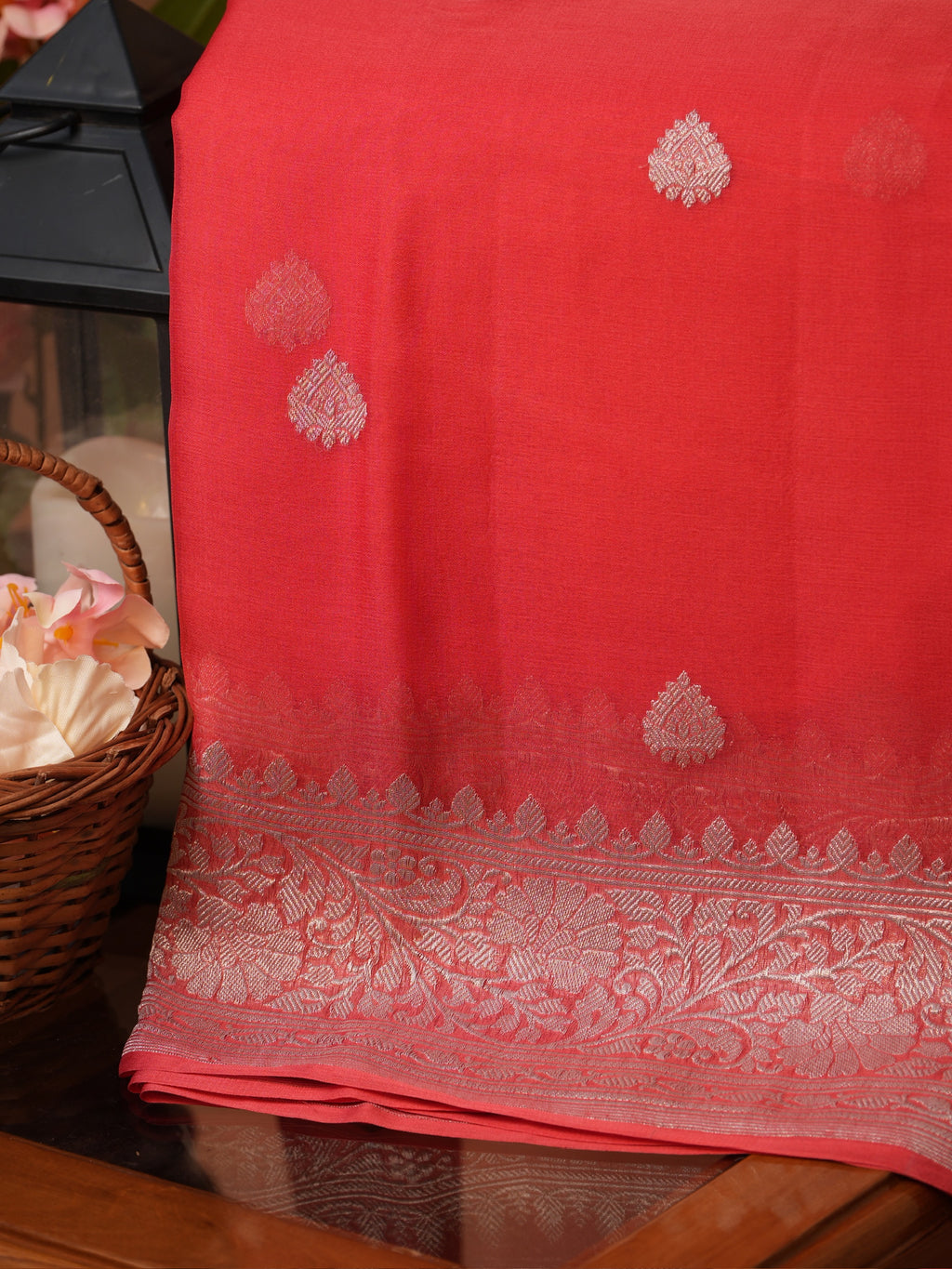 Banarasi Pure Khaddi Chiffon Handwoven Silk Saree