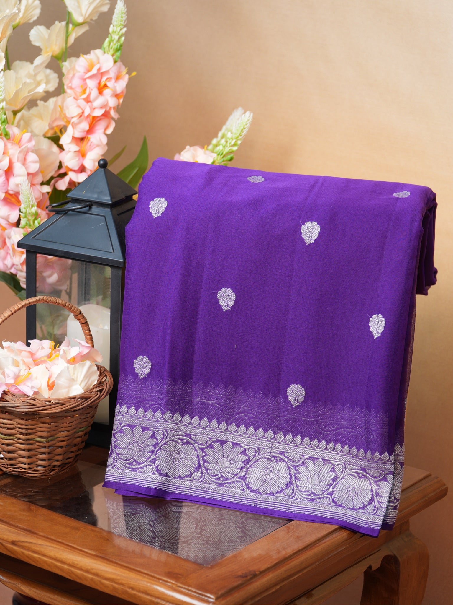 Banarasi Pure Khaddi Chiffon Handwoven Silk Saree