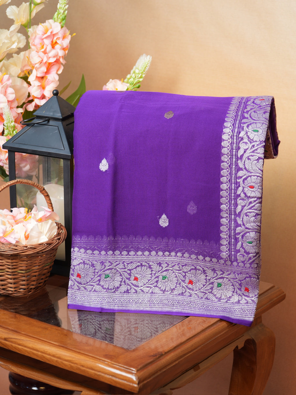 Banarasi Pure Khaddi Chiffon Handwoven Silk Saree