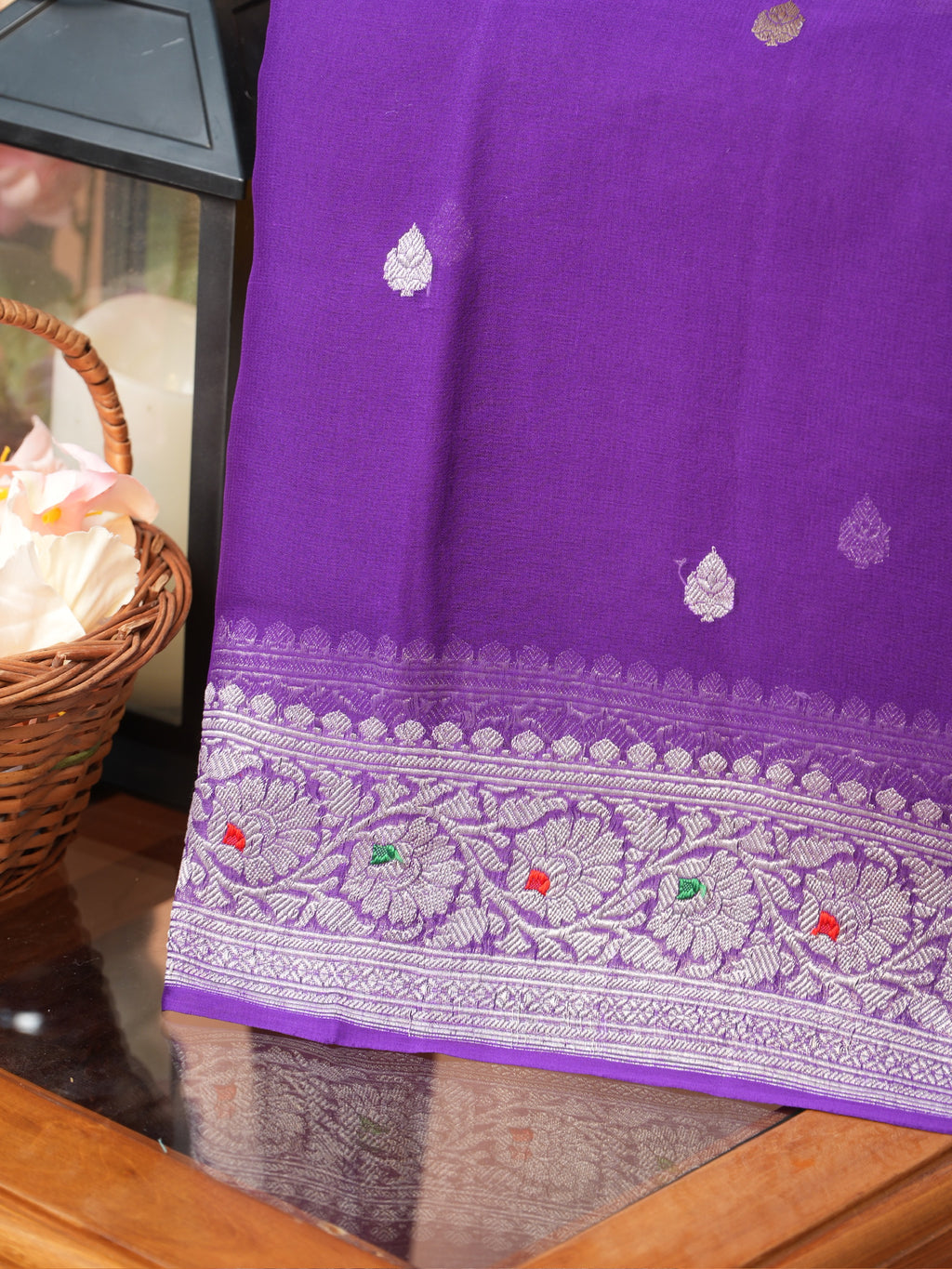 Banarasi Pure Khaddi Chiffon Handwoven Silk Saree