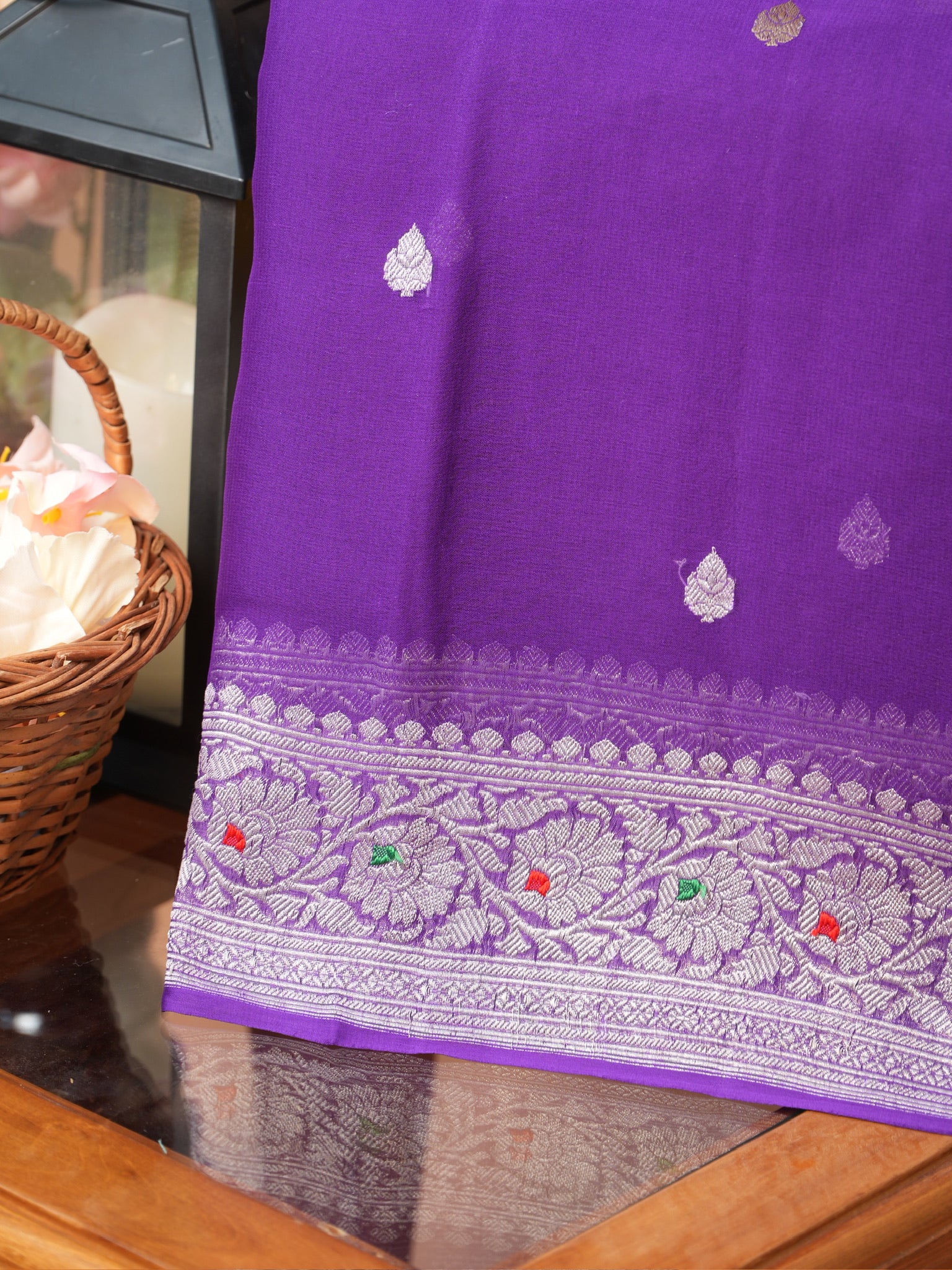 Banarasi Pure Khaddi Chiffon Handwoven Silk Saree