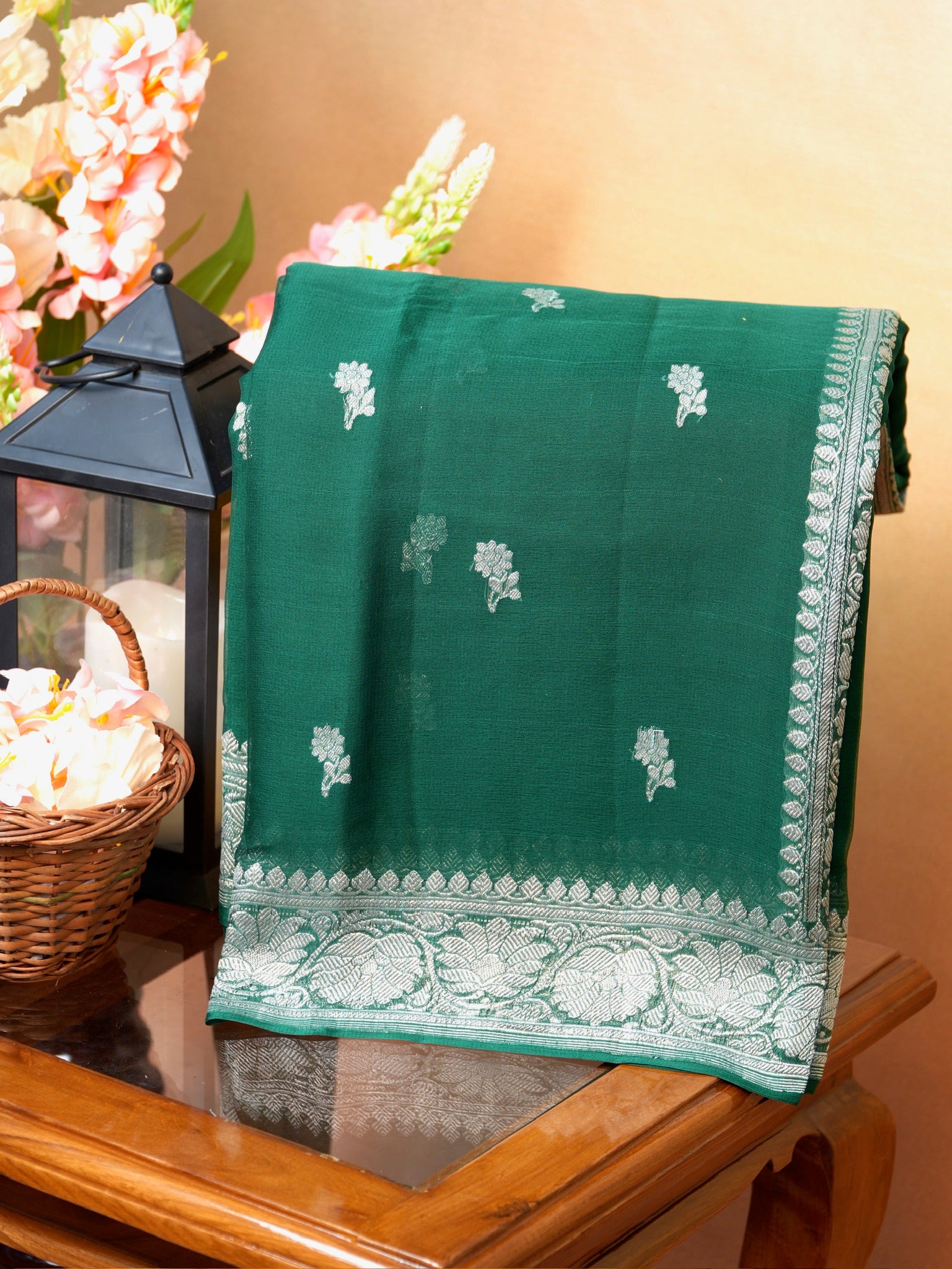 Banarasi Pure Khaddi Chiffon Handwoven Silk Saree