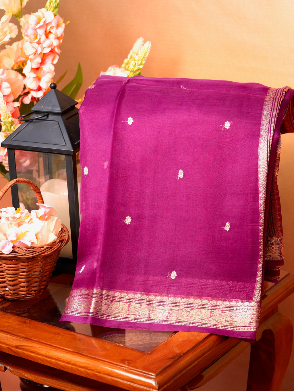 Banarasi Pure Kora Organza Handwoven Silk Saree