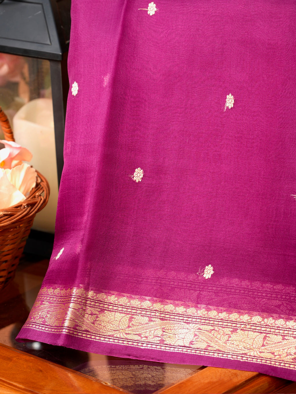 Banarasi Pure Kora Organza Handwoven Silk Saree