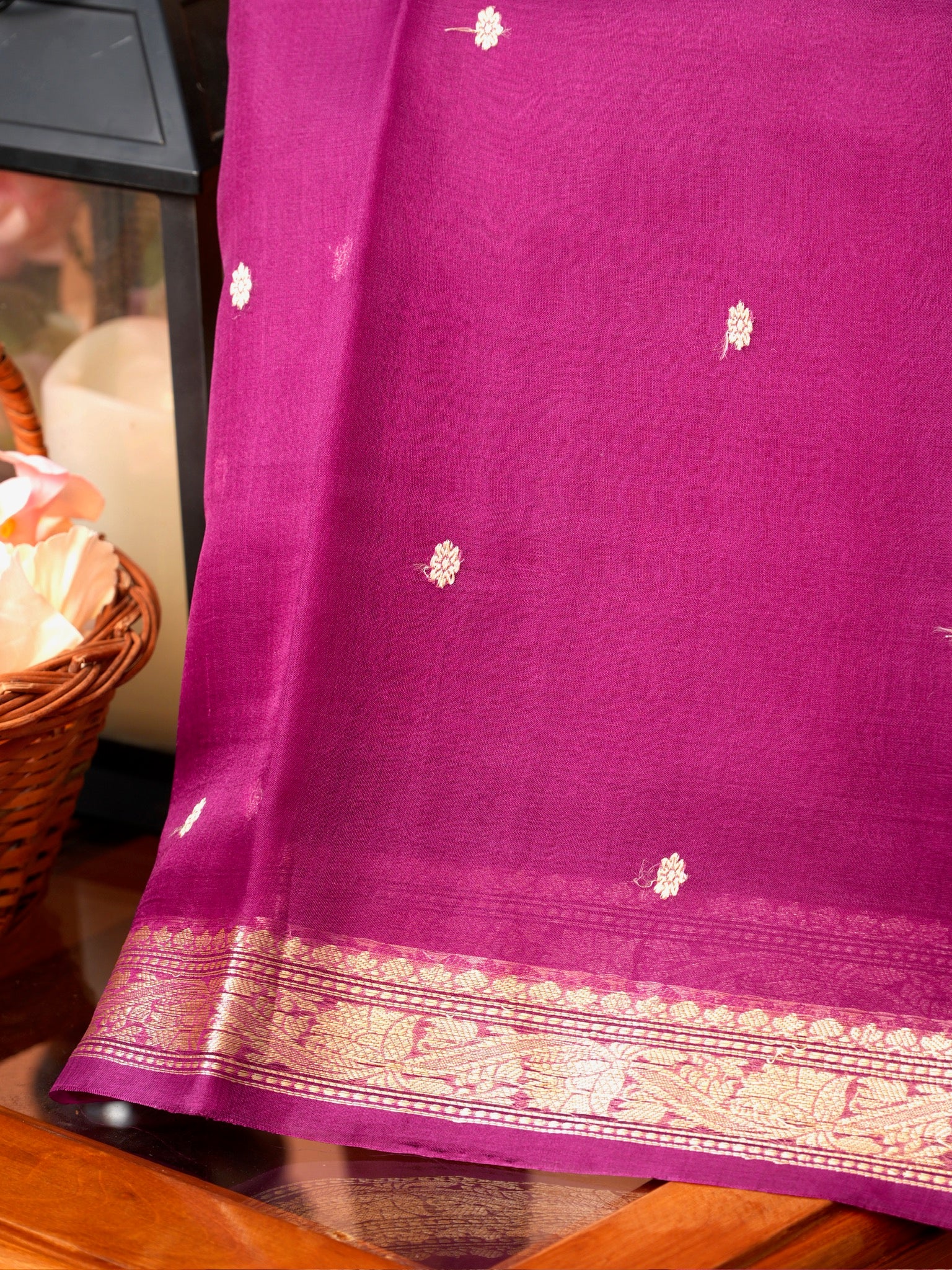 Banarasi Pure Kora Organza Handwoven Silk Saree