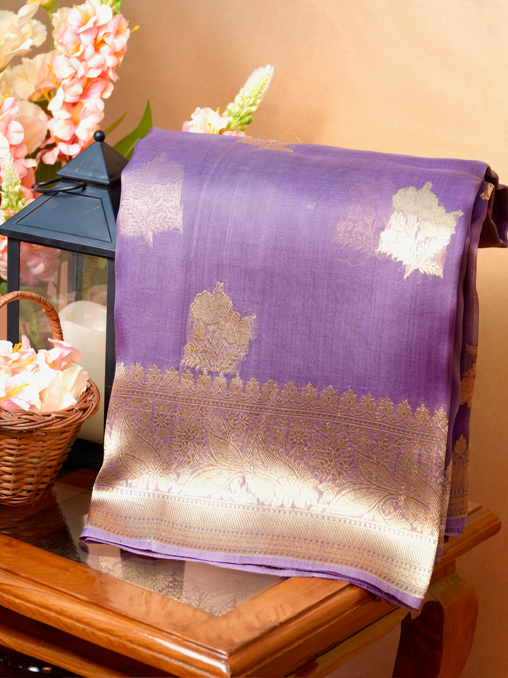 Banarasi Pure Kora Organza Handwoven Silk Saree