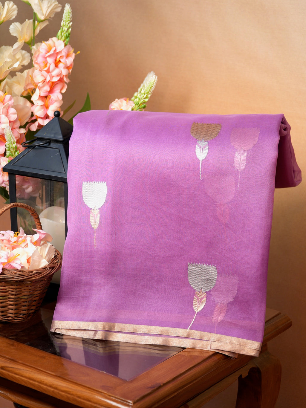 Banarasi Pure Kora Organza Handwoven Silk Saree