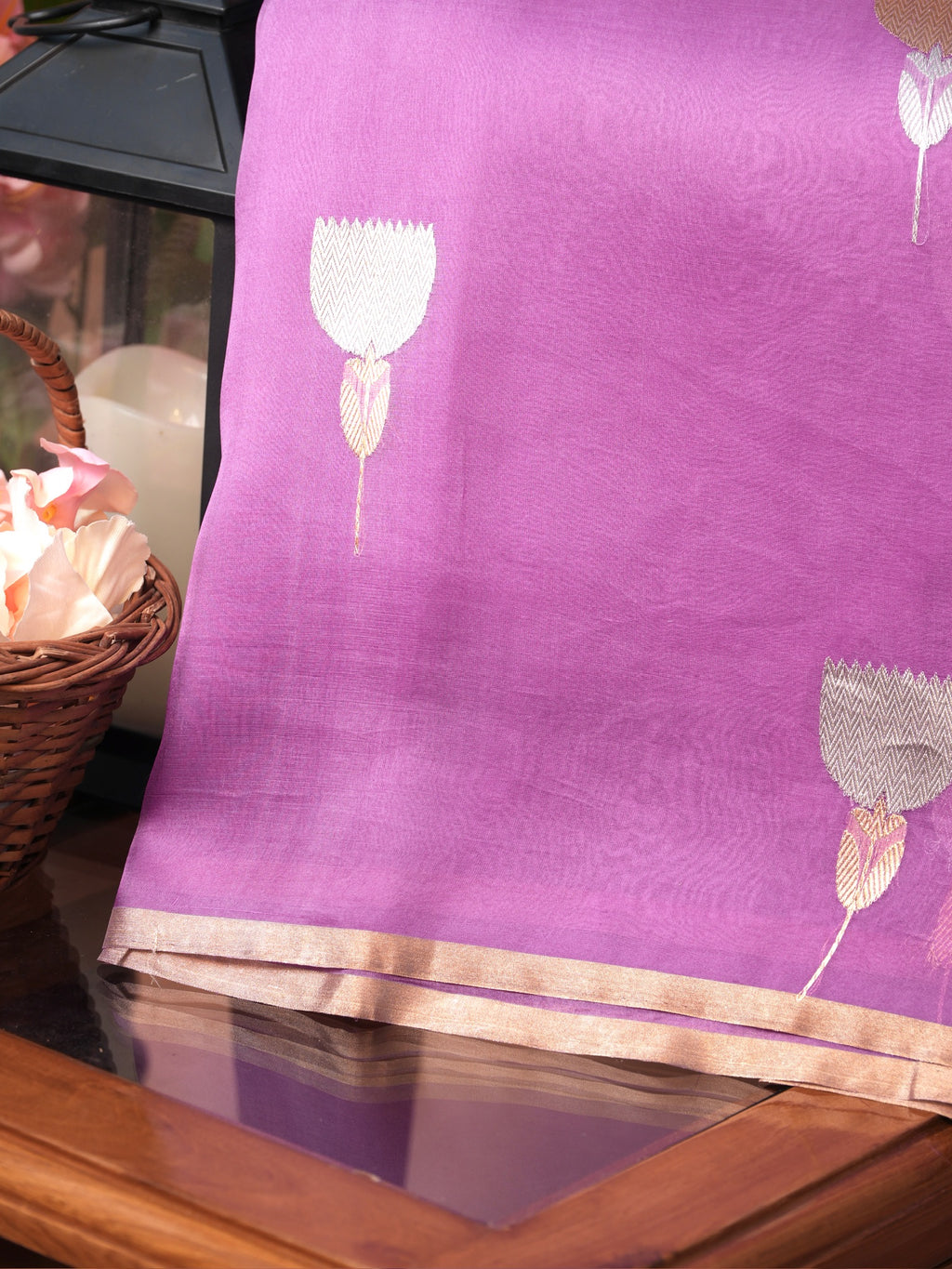 Banarasi Pure Kora Organza Handwoven Silk Saree
