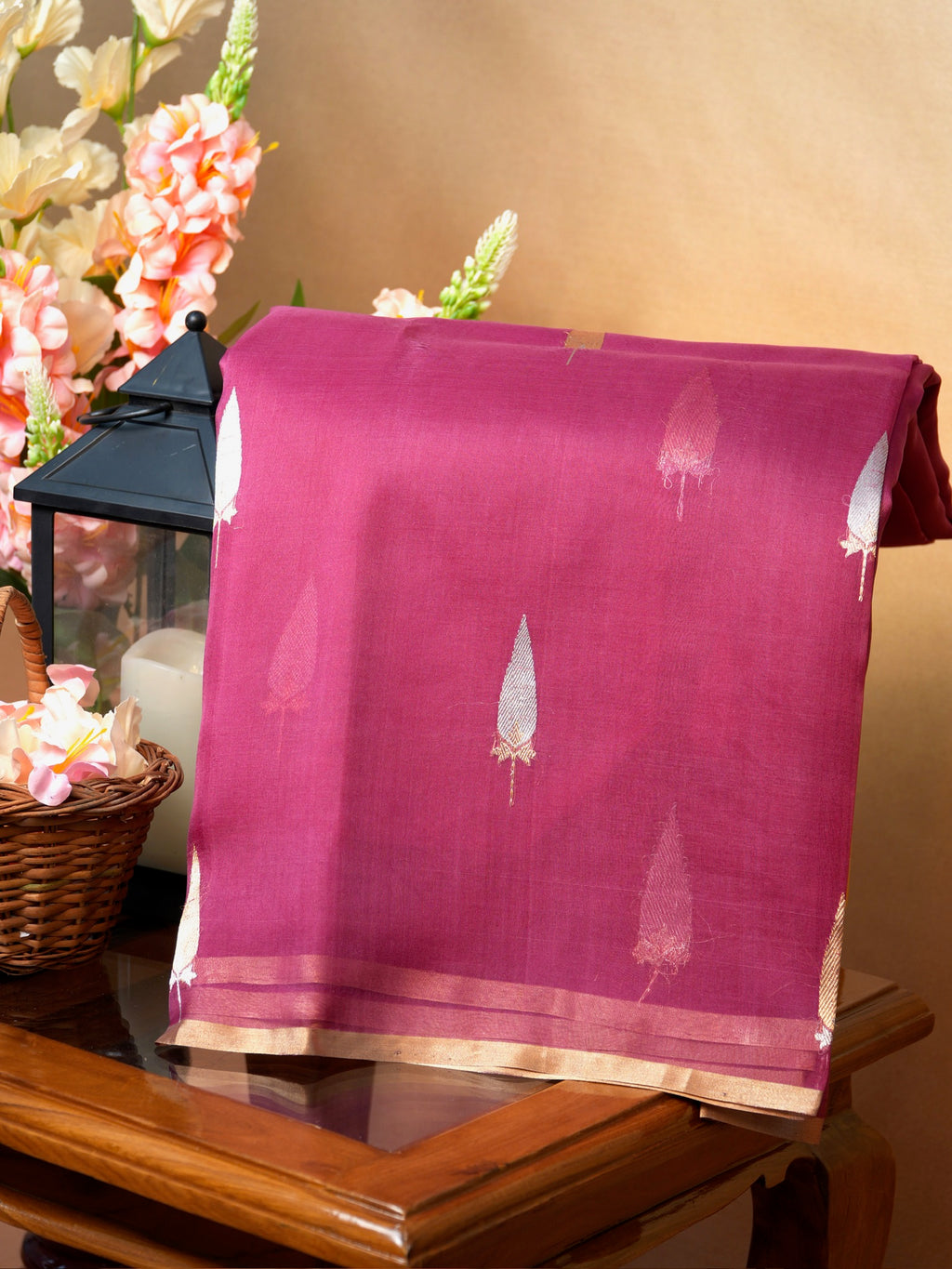Banarasi Pure Kora Organza Handwoven Silk Saree
