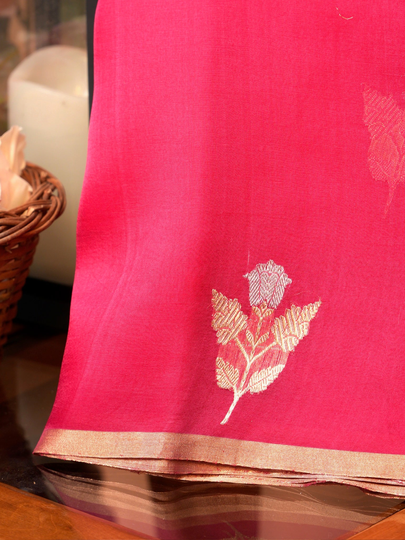 Banarasi Pure Kora Organza Handwoven Silk Saree