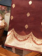 Banarasi Pure Kora Organza Handwoven Silk Saree