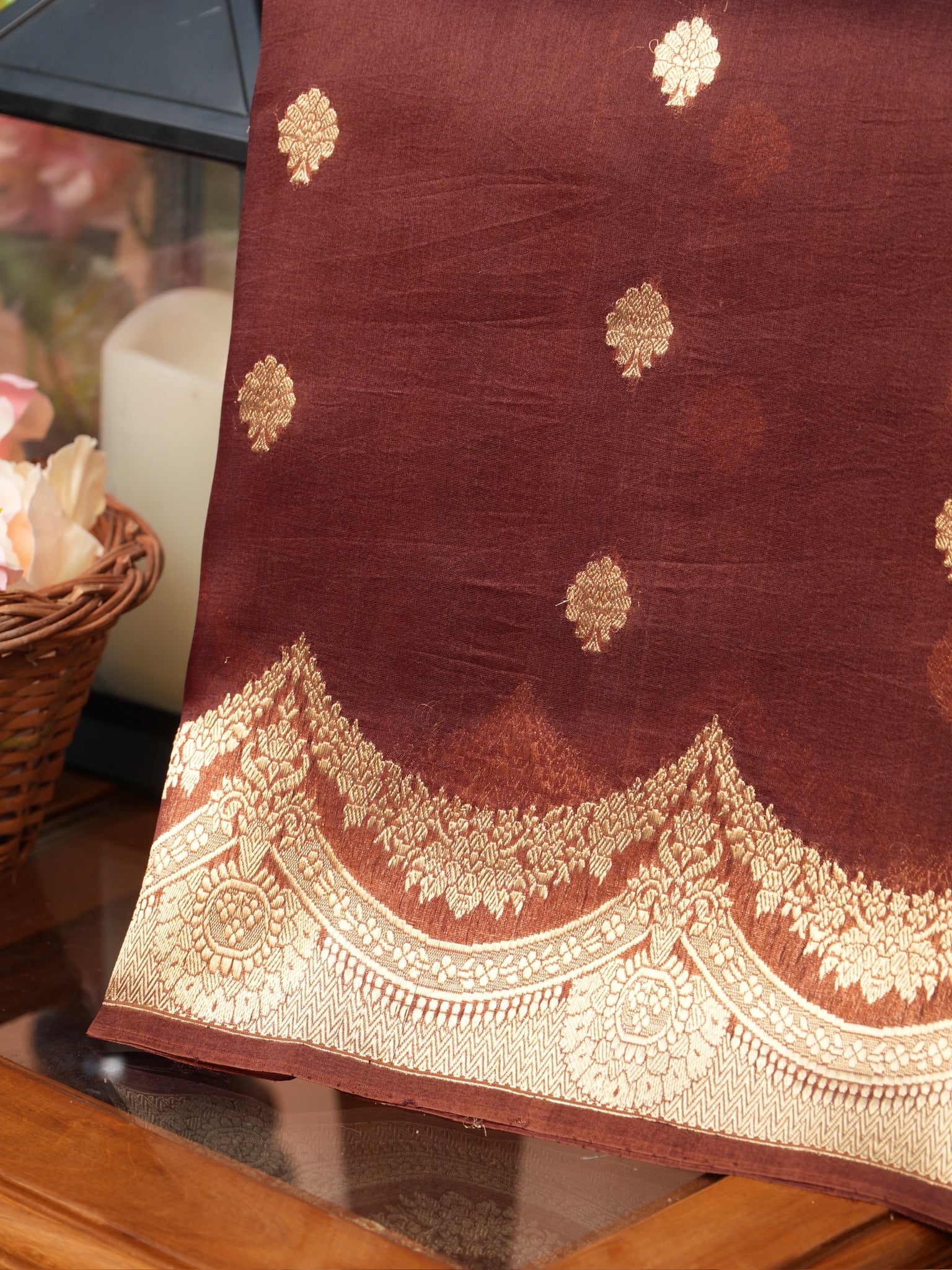 Banarasi Pure Kora Organza Handwoven Silk Saree