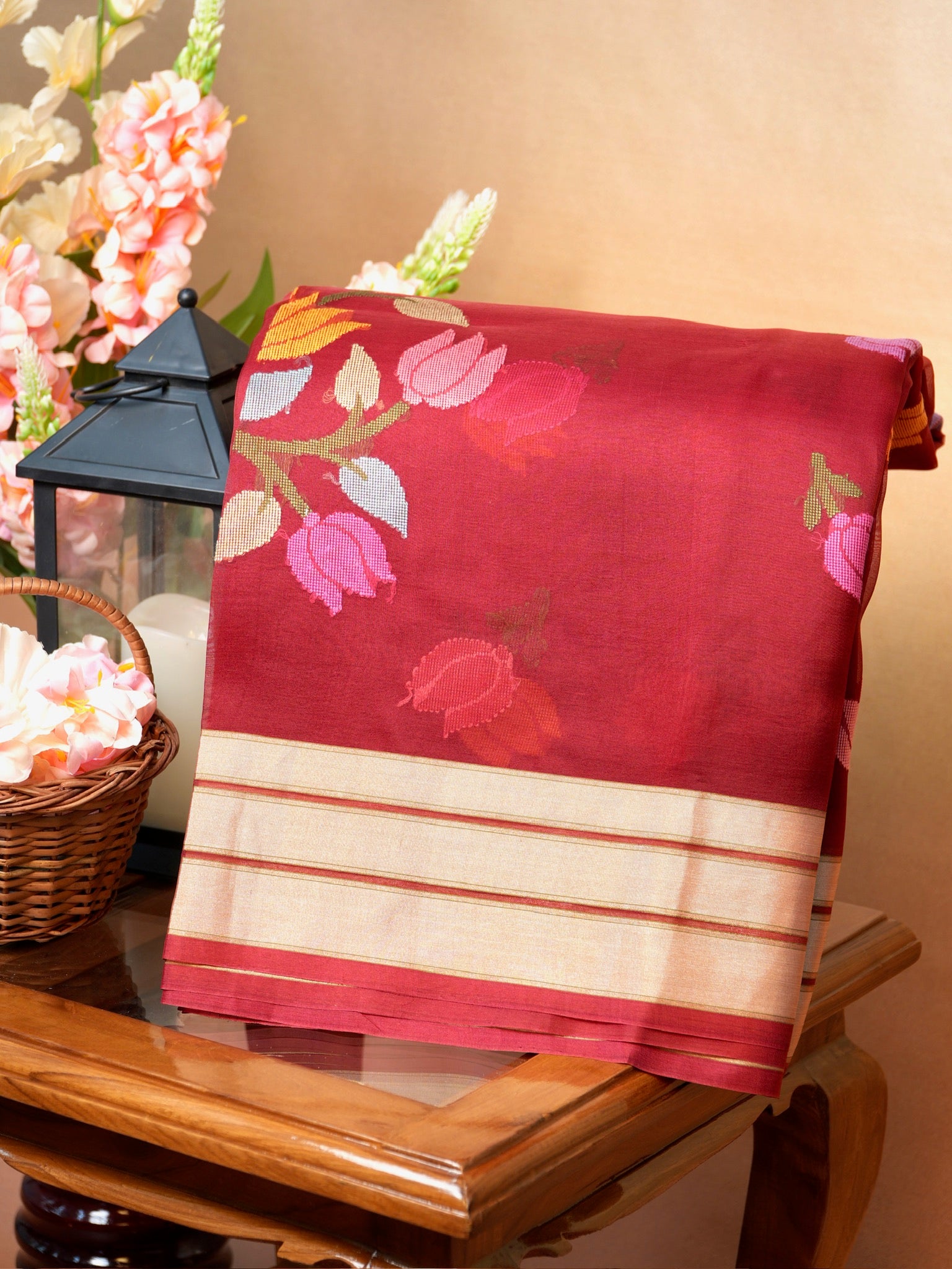 Banarasi Pure Kora Organza Handwoven Silk Saree
