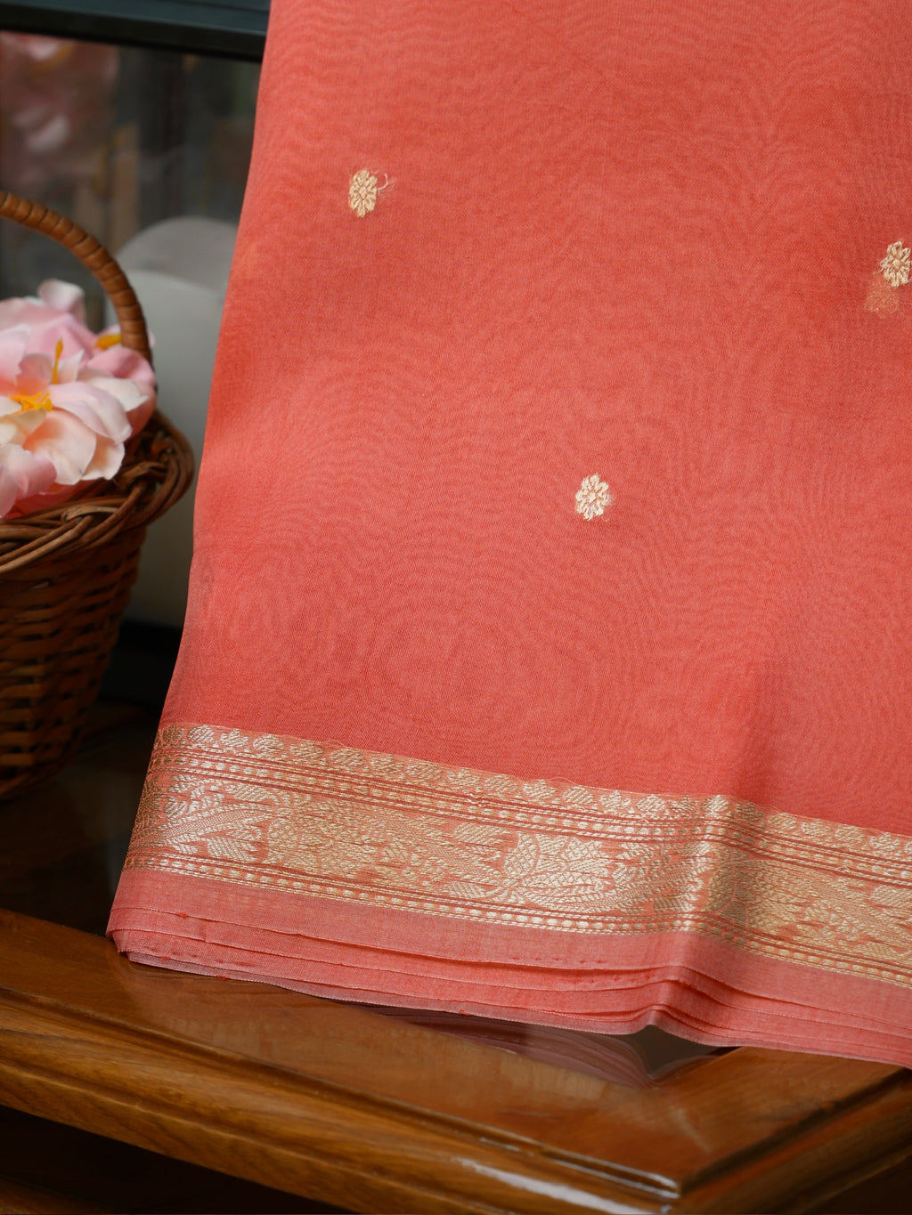 Banarasi Pure Kora Organza Handwoven Silk Saree