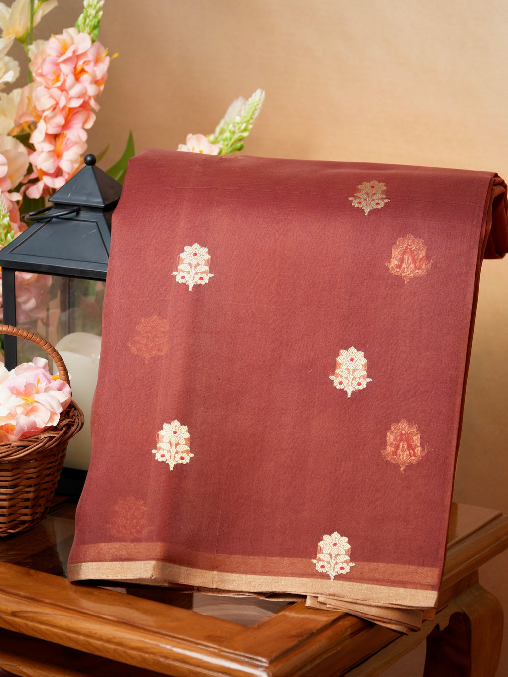 Banarasi Pure Kora Organza Handwoven Silk Saree