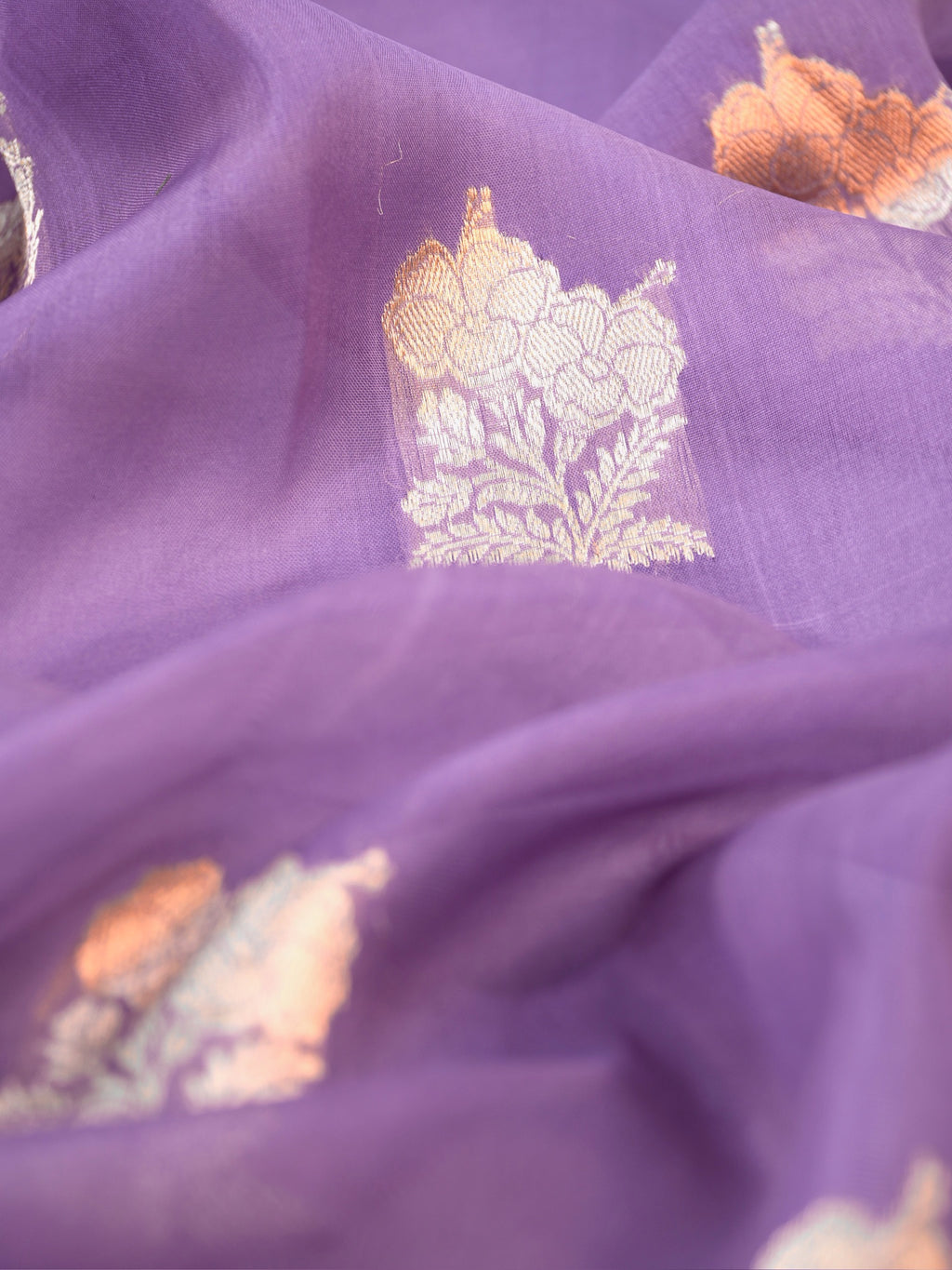 Banarasi Pure Kora Organza Handwoven Silk Saree