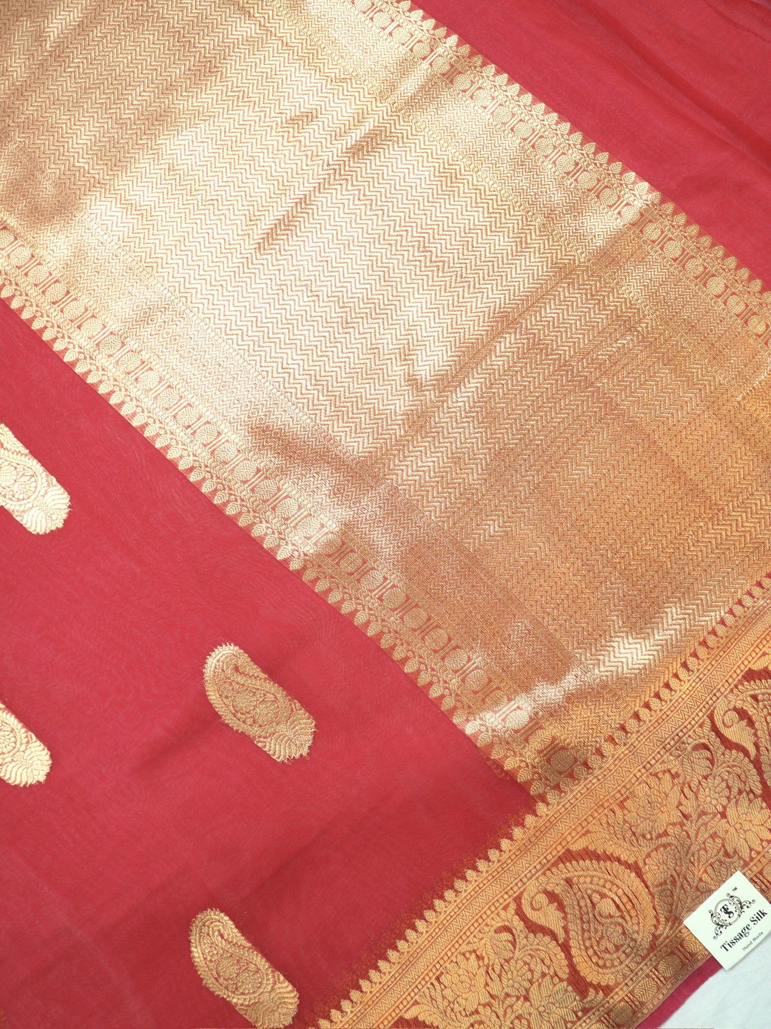 Banarasi Pure Kora Organza Handwoven Silk Saree