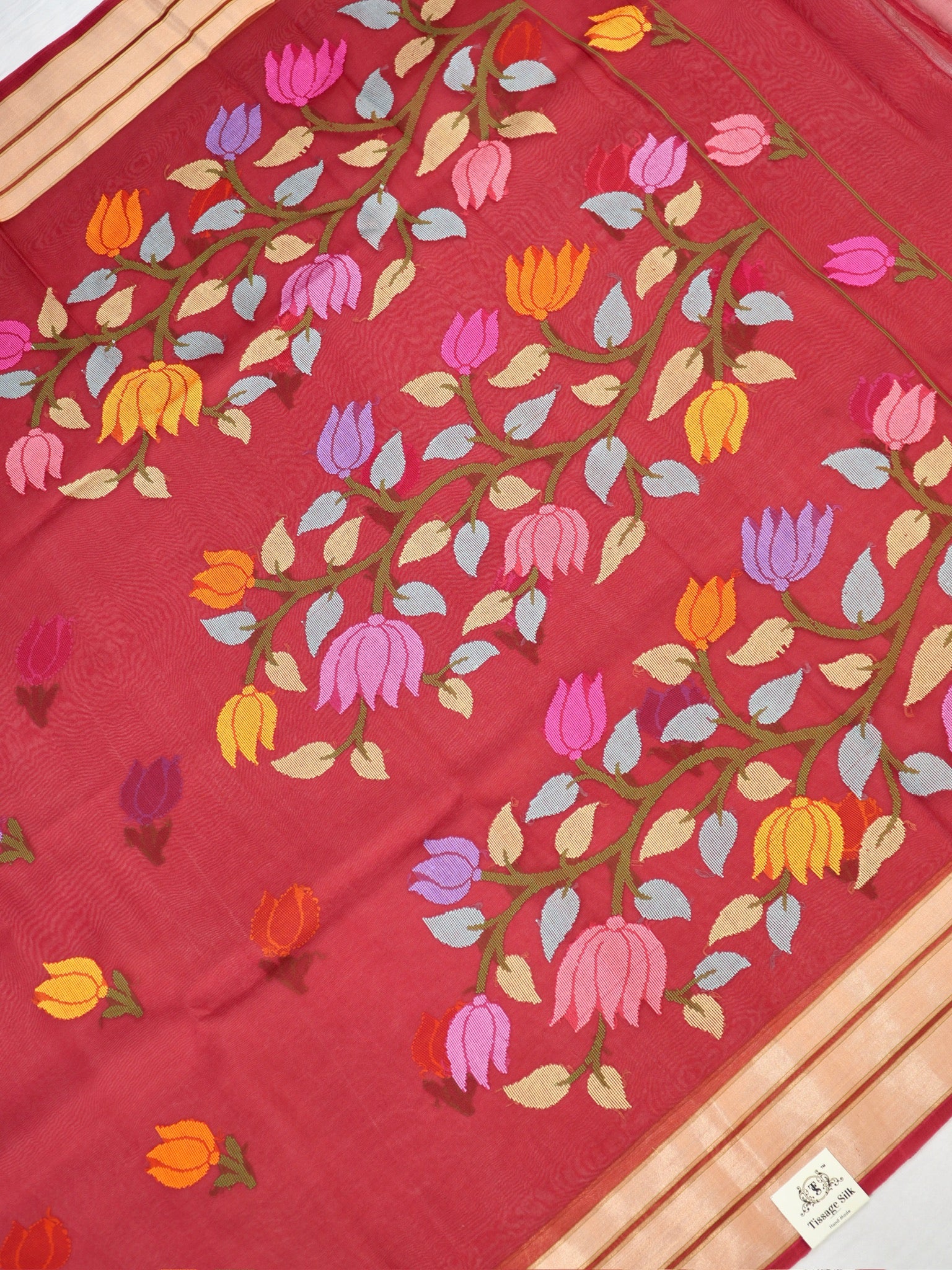 Banarasi Pure Kora Organza Handwoven Silk Saree