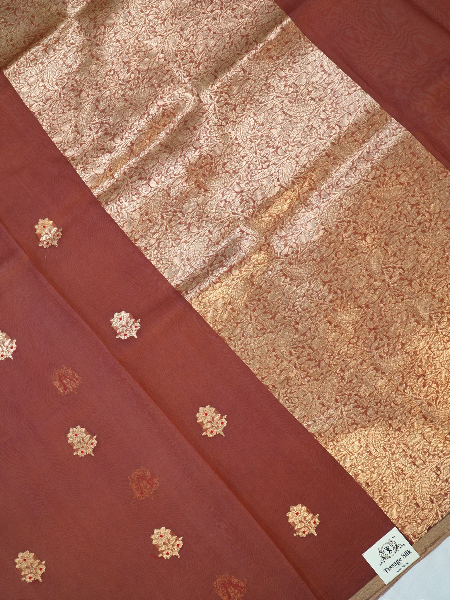 Banarasi Pure Kora Organza Handwoven Silk Saree