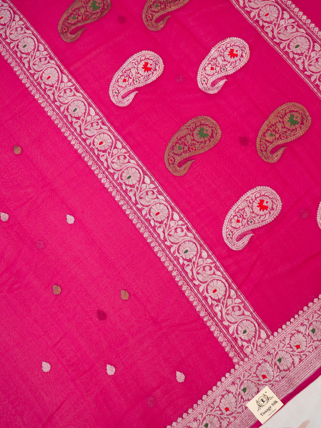 Banarasi Pure Khaddi Chiffon Handwoven Silk Saree
