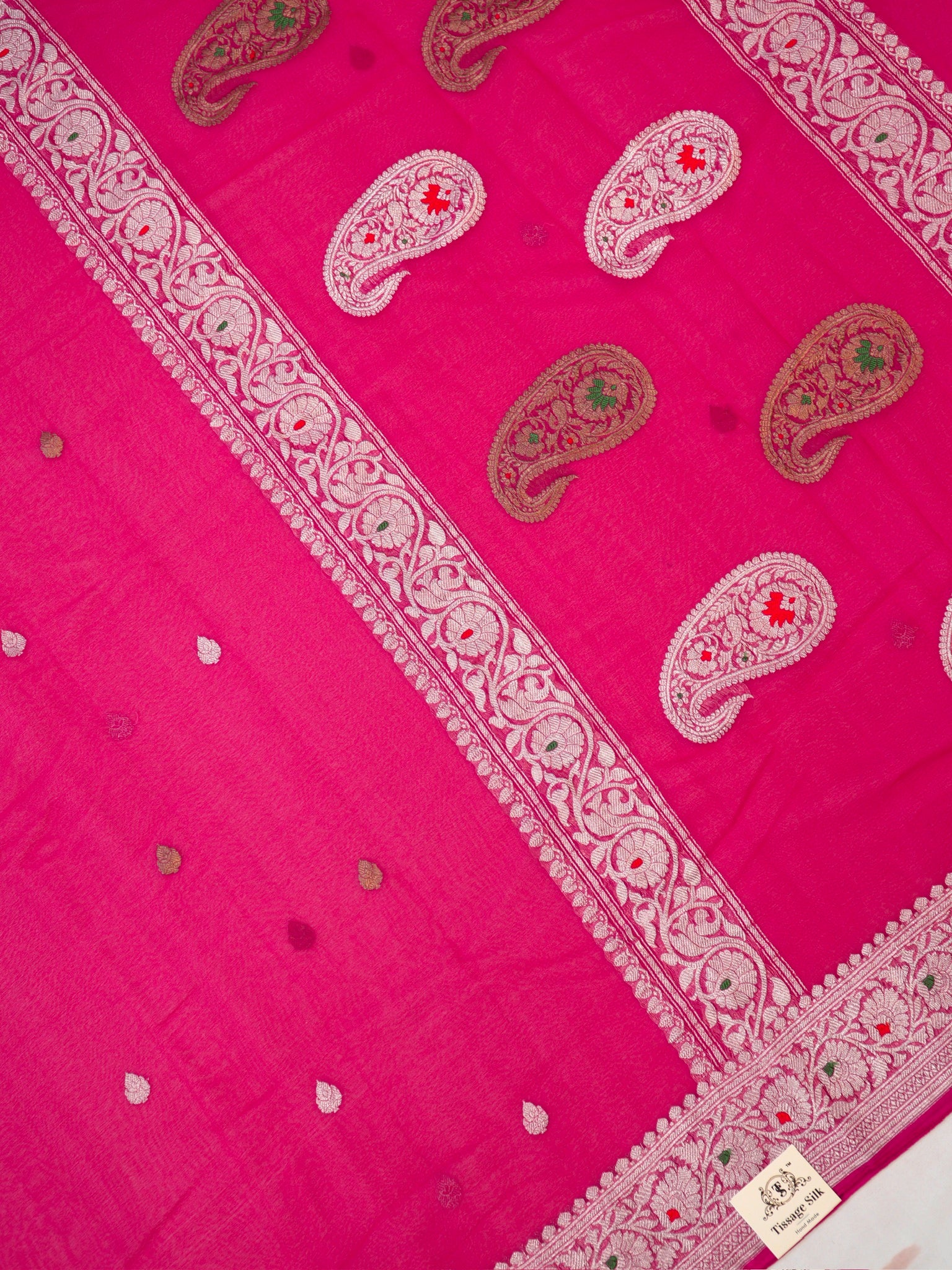 Banarasi Pure Khaddi Chiffon Handwoven Silk Saree