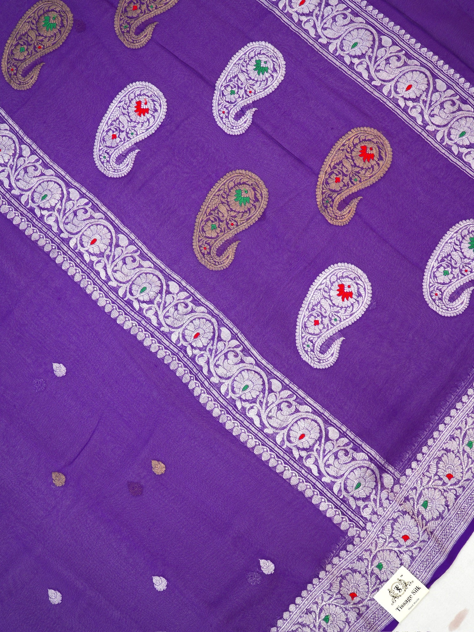 Banarasi Pure Khaddi Chiffon Handwoven Silk Saree