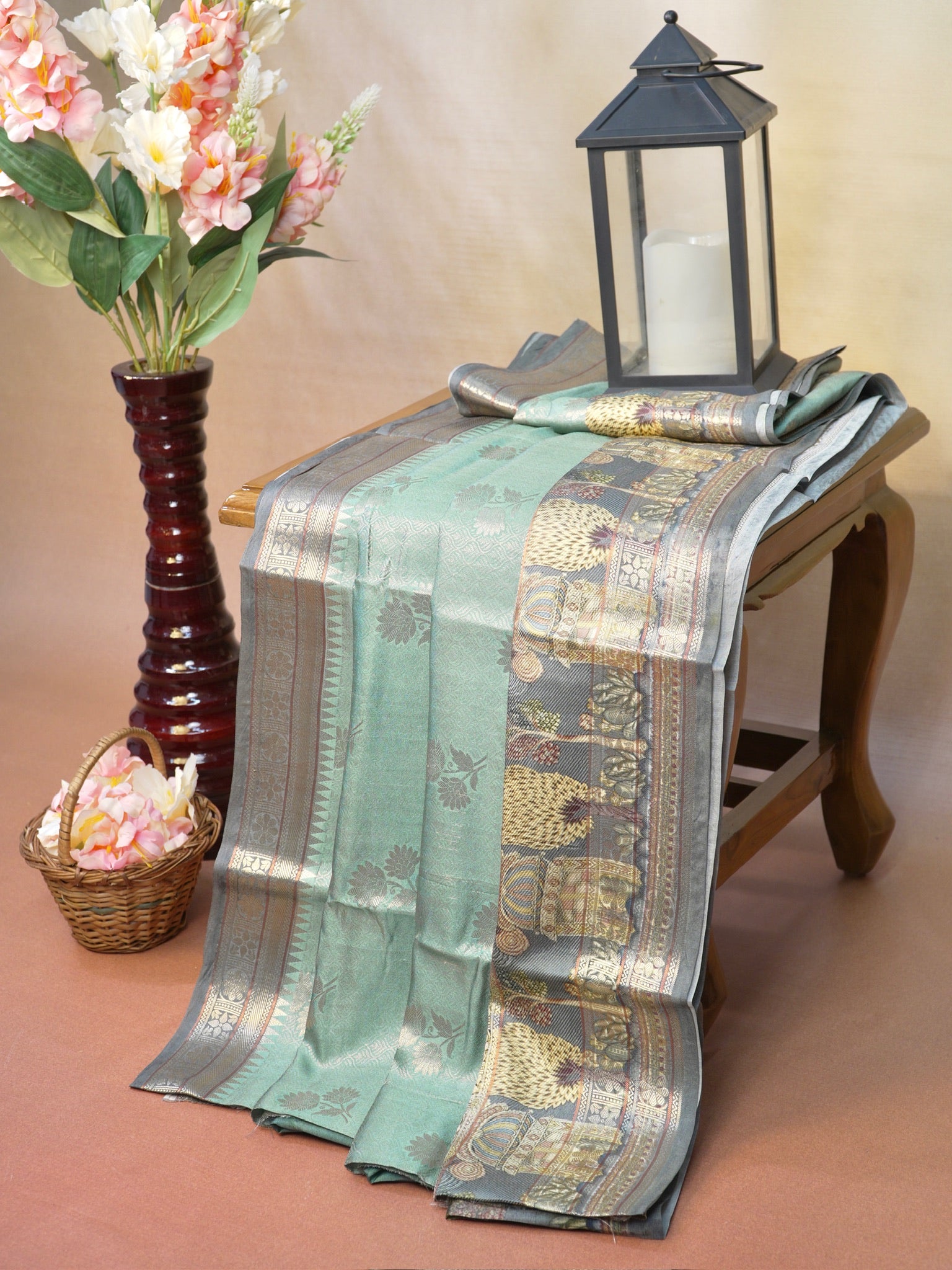 Banarasi Pure Katan Kalamkari Brocade Saree