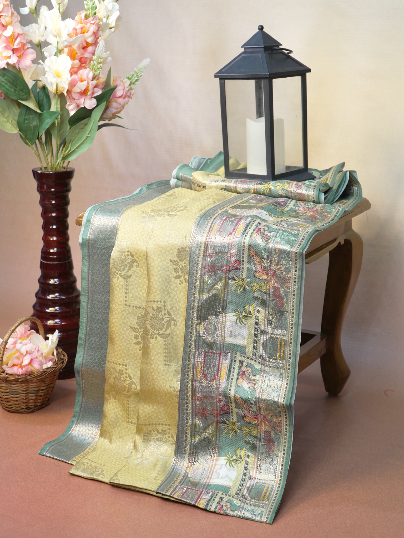 Banarasi Pure Katan Kalamkari Brocade Saree