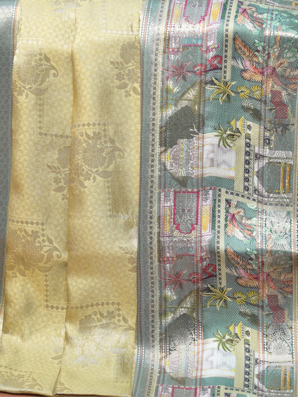 Banarasi Pure Katan Kalamkari Brocade Saree