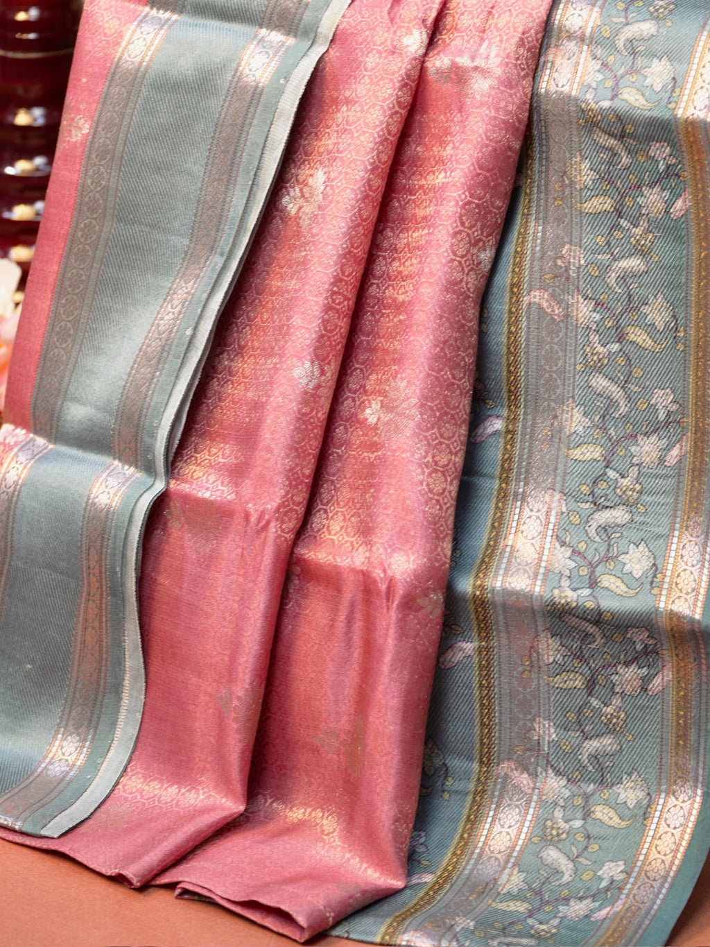 Banarasi Pure Katan Kalamkari Brocade Saree