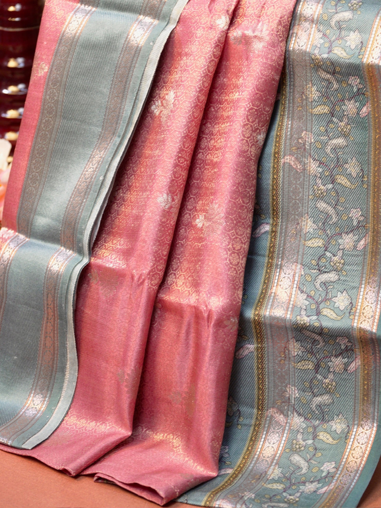 Banarasi Pure Katan Kalamkari Brocade Saree