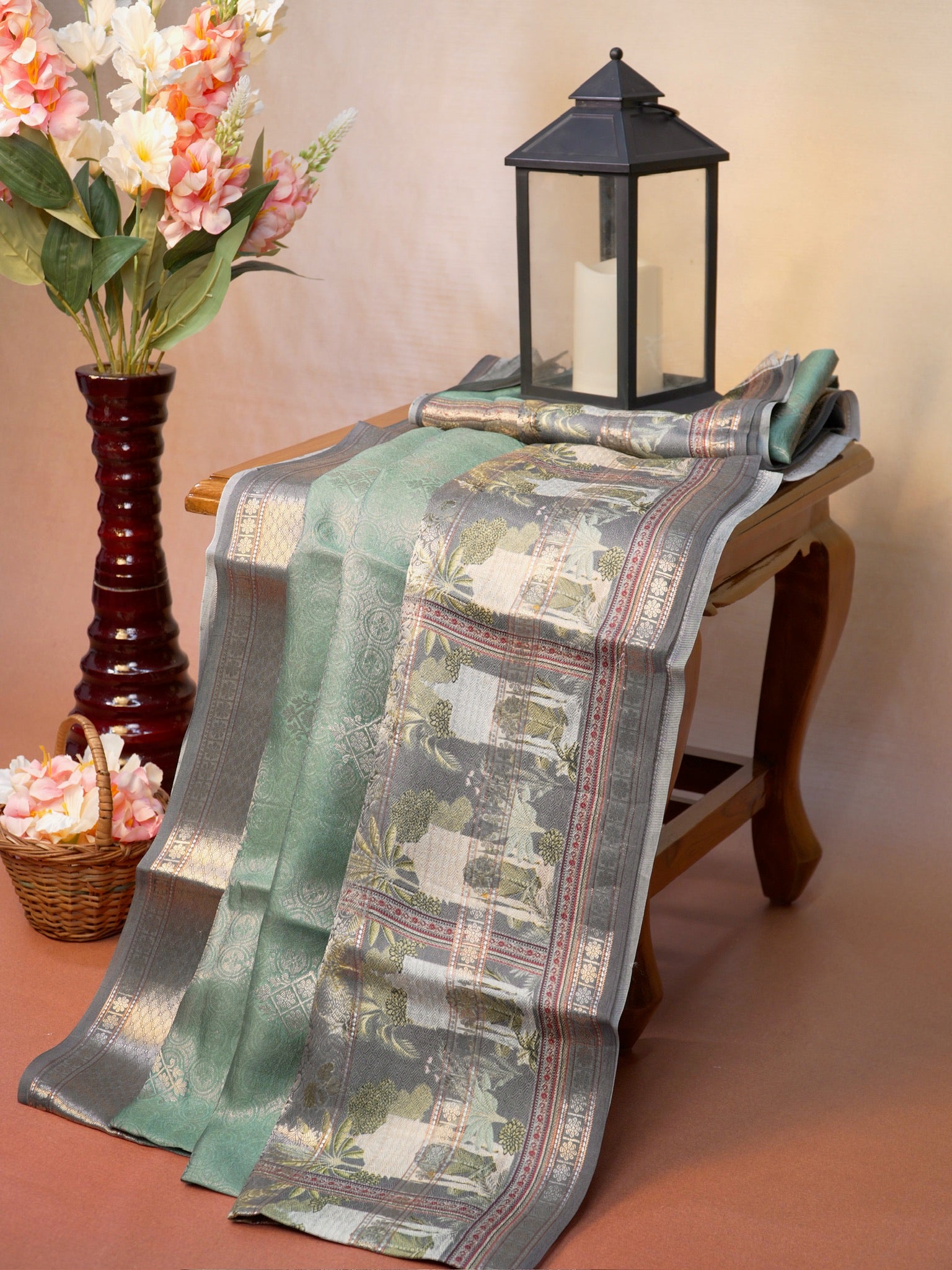 Banarasi Pure Katan Kalamkari Brocade Saree