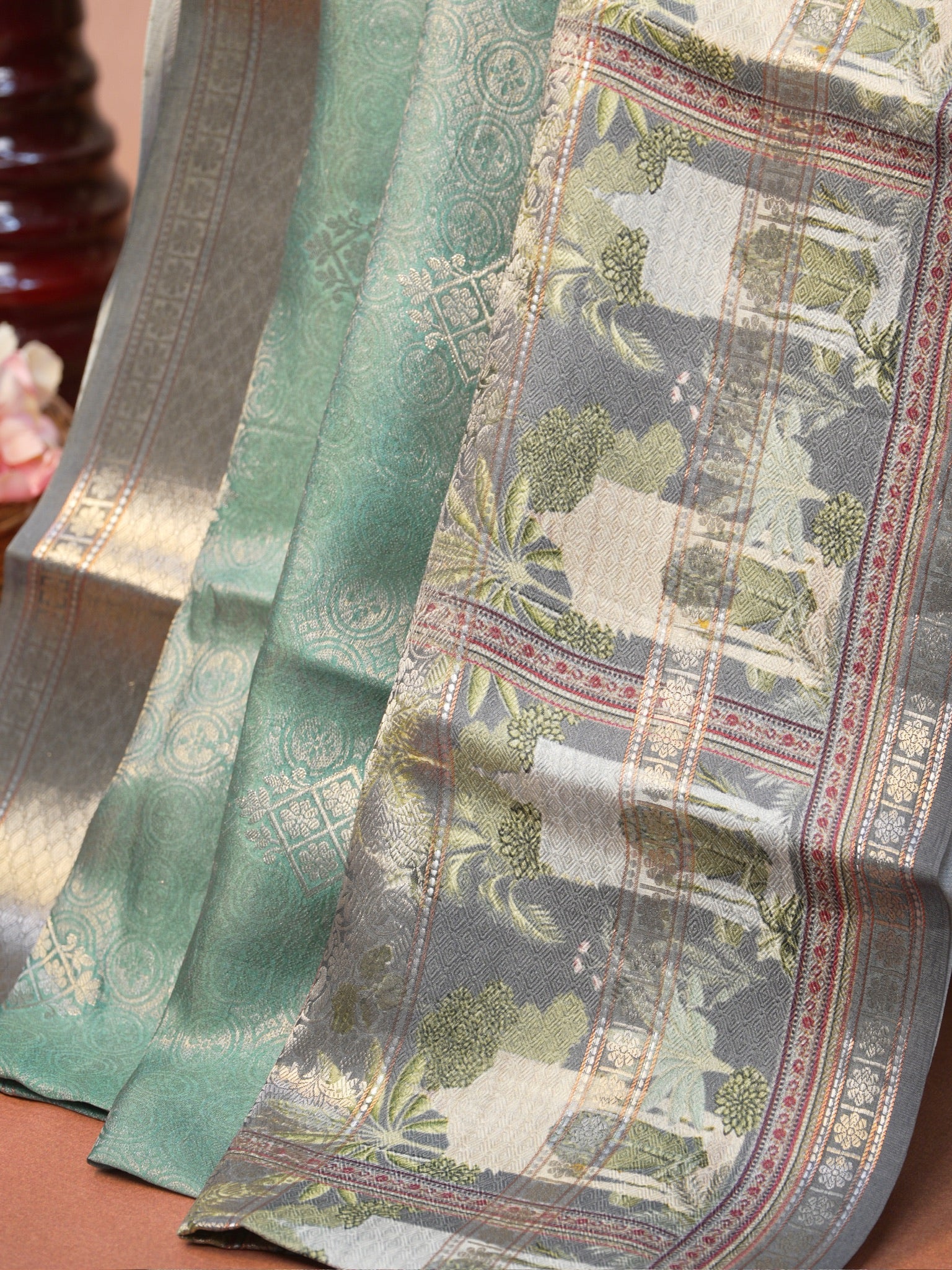 Banarasi Pure Katan Kalamkari Brocade Saree
