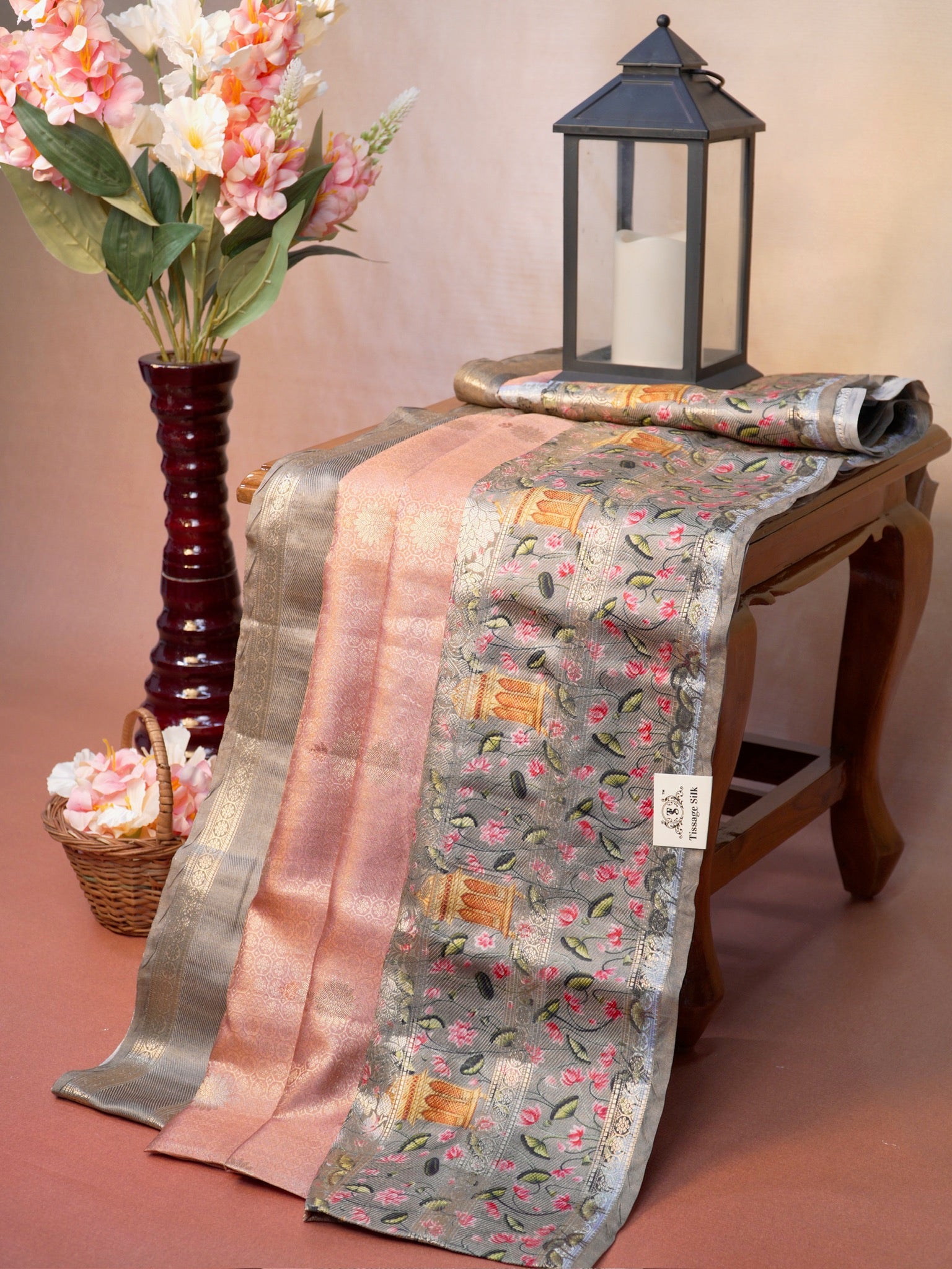 Banarasi Pure Katan Kalamkari Brocade Saree