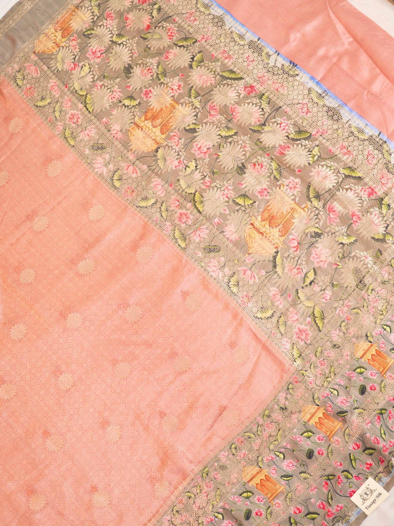 Banarasi Pure Katan Kalamkari Brocade Saree