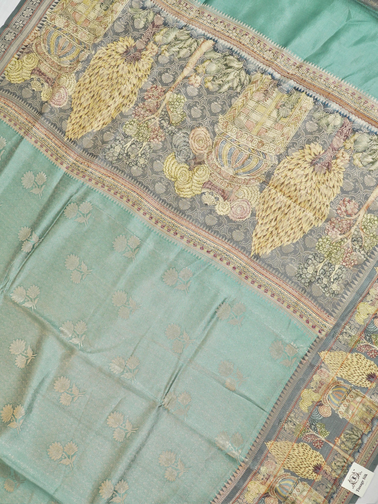 Banarasi Pure Katan Kalamkari Brocade Saree