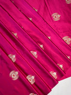 Banarasi Pure Mushru Handloom Kadhuwa Buta Fabric with Meenakari