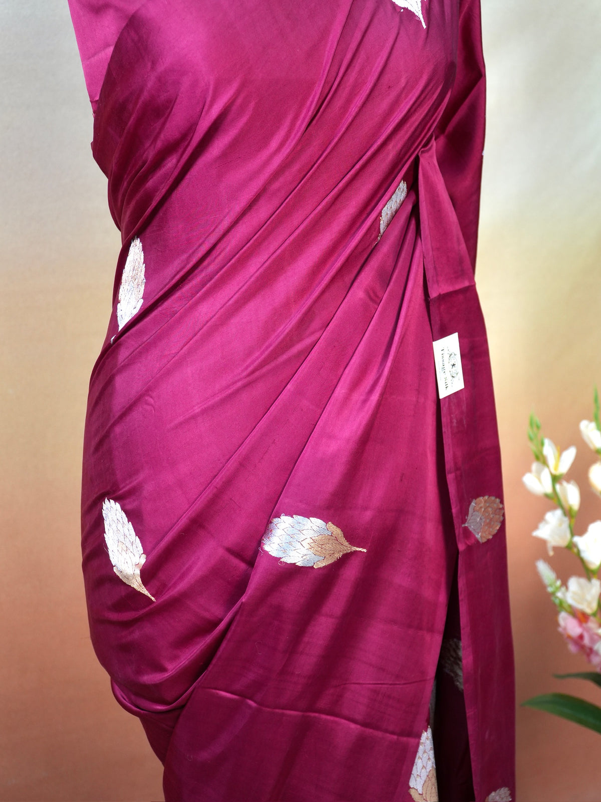 Wine Handwoven Banarasi Pure Mushru Silk Saree
