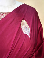 Wine Handwoven Banarasi Pure Mushru Silk Saree