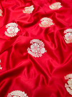 Banarasi Pure Mushru Handloom Kadhuwa Buta Fabric with Meenakari