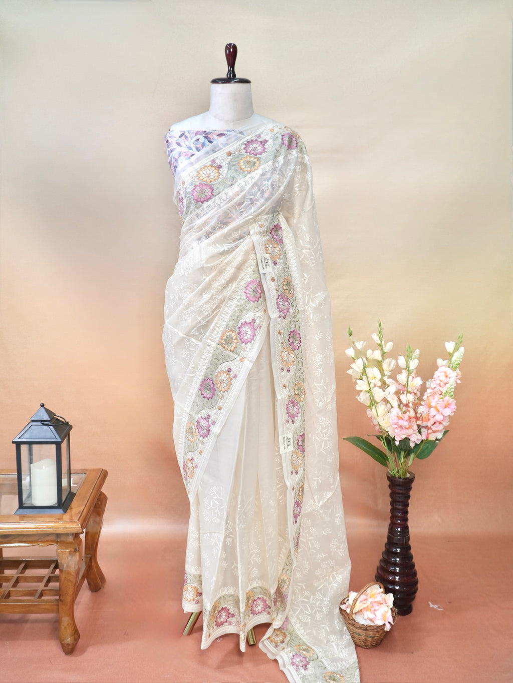 Organza Crepe Embroidery Work Saree