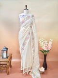 Organza Crepe Embroidery Work Saree