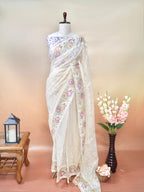 Organza Crepe Embroidery Work Saree