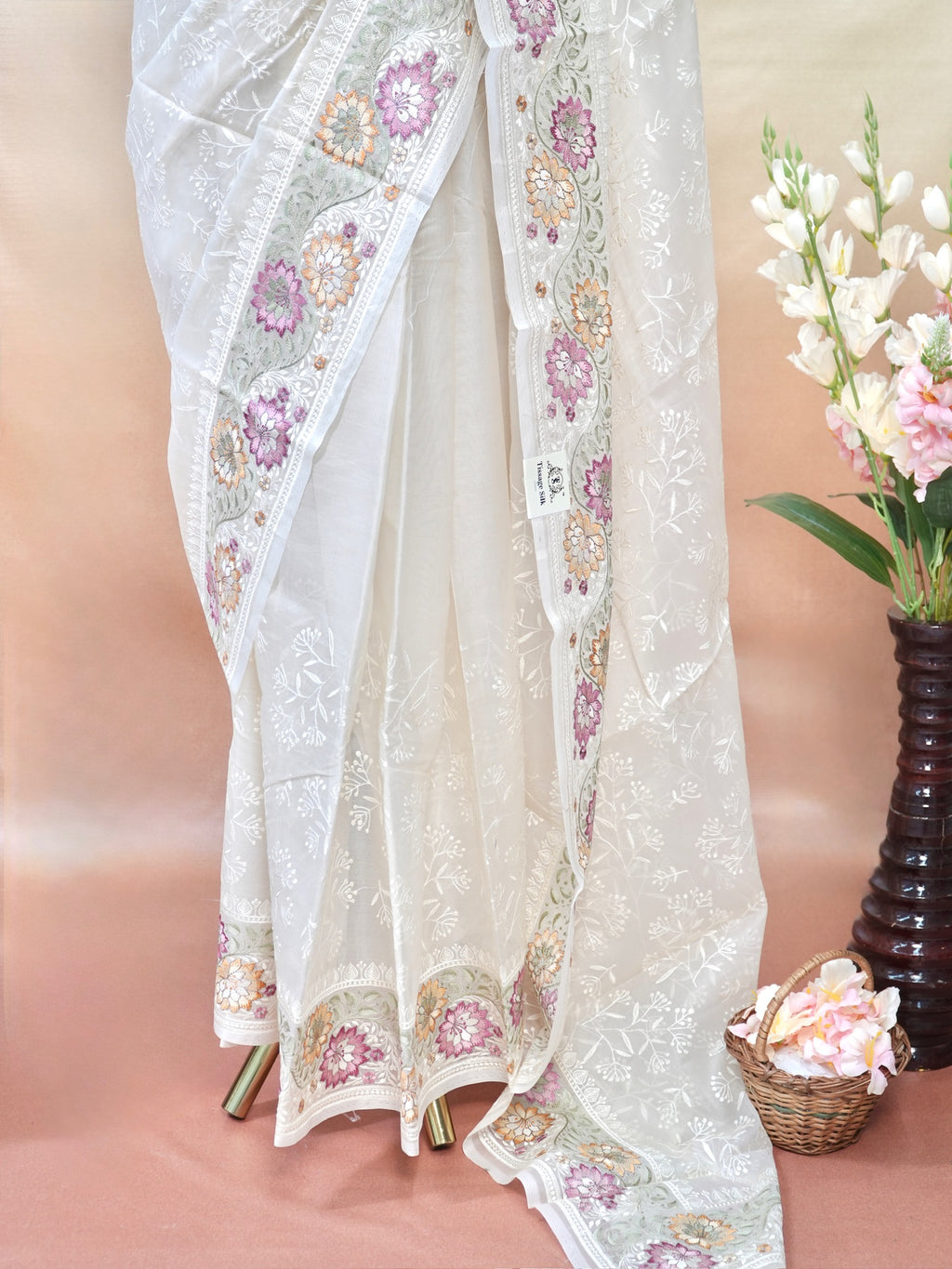 Organza Crepe Embroidery Work Saree