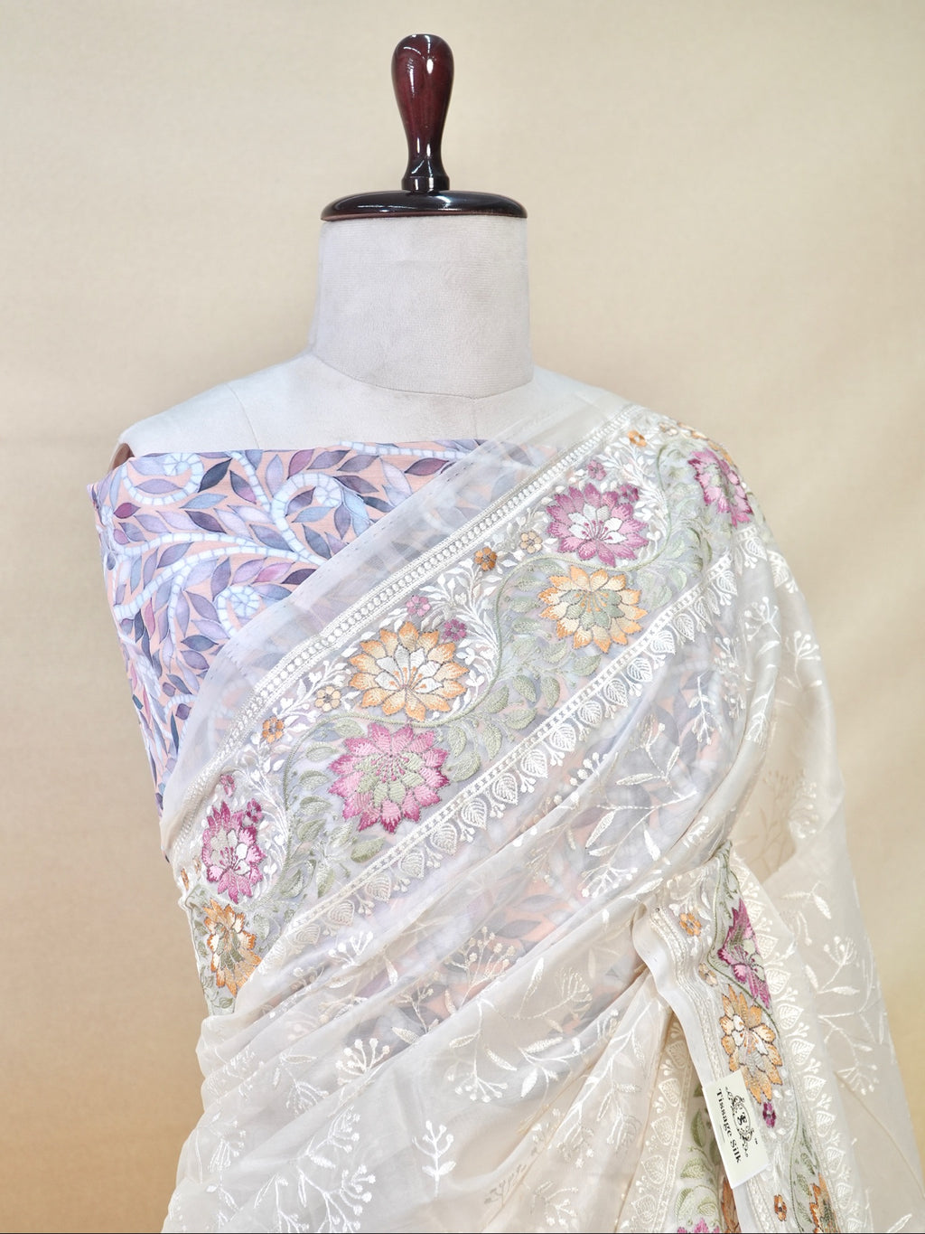 Organza Crepe Embroidery Work Saree