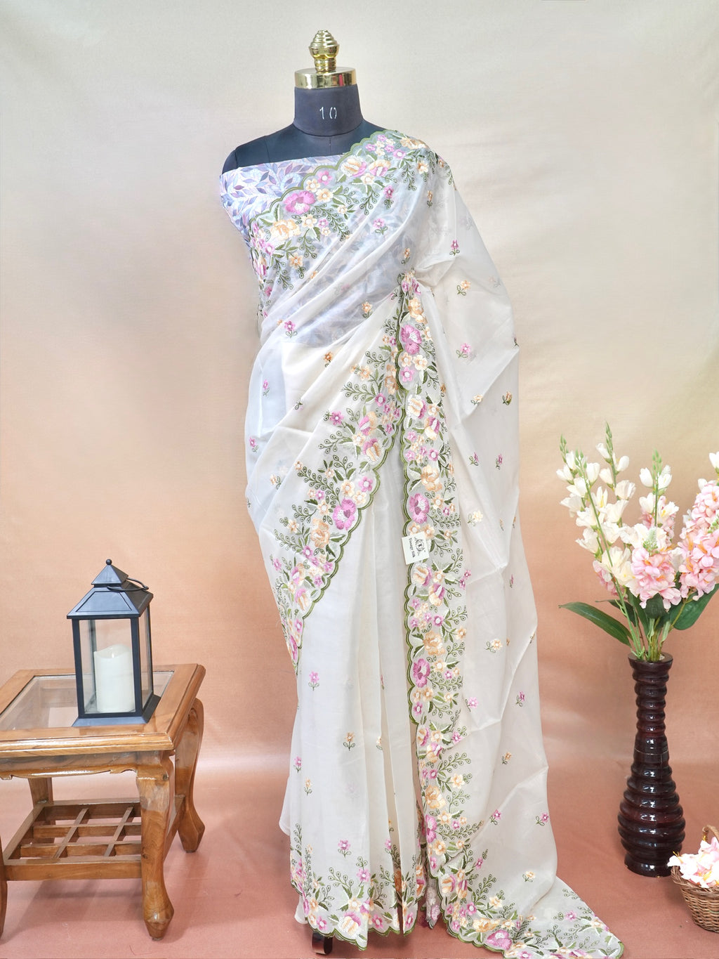 Organza Crepe Embroidery Work Saree